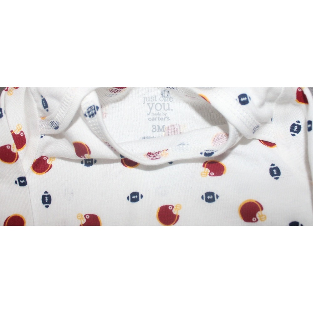 Just One You by Carters Baby Boys 3PK Long Sleeve Football Bodysuits Navy Red 3M - Picture 4 of 7